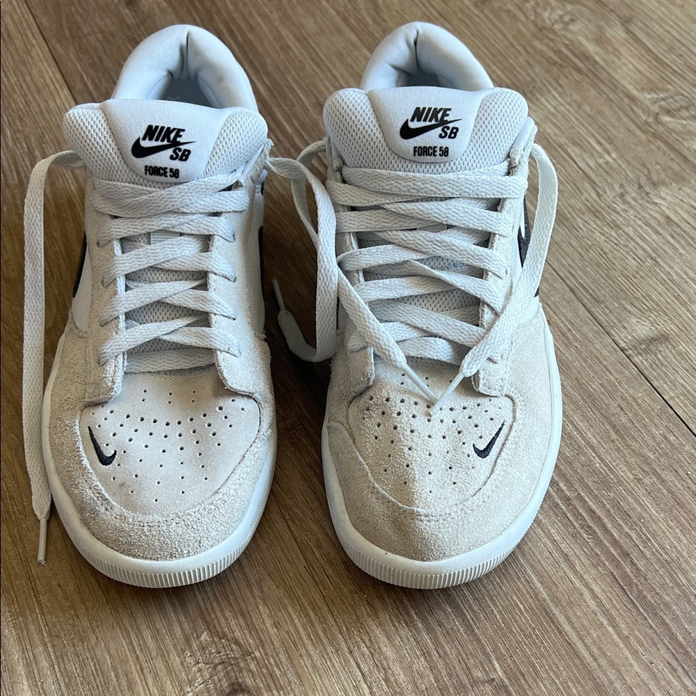 Nike SB Kids White and Light Gray Skate Sneakers